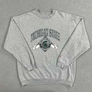 VTG Y2K Pro Player Crewneck Sweatshirt Michigan State Men Large Heather Grey